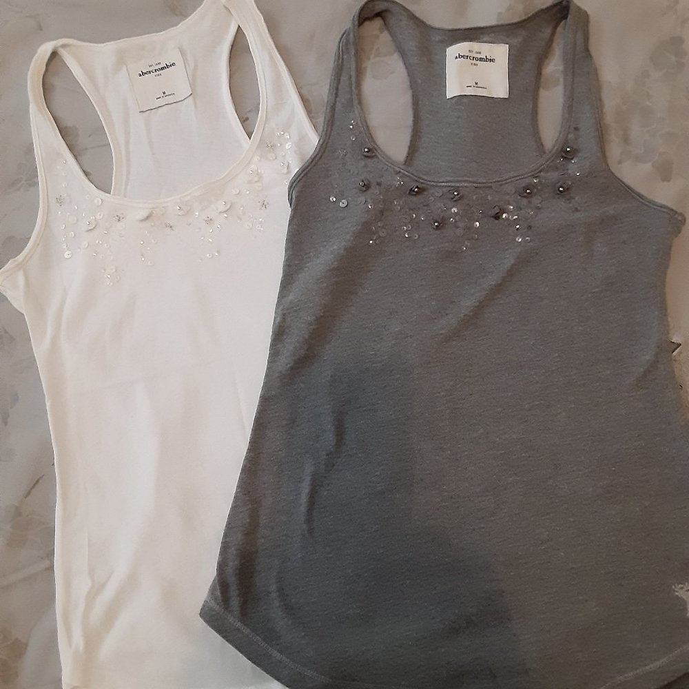Abercrombie Kids racer back tops with sequin detail girls size M